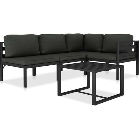 vidaXL Set muebles de jardín 5 pzas y cojines aluminio gris antracita (1/5)