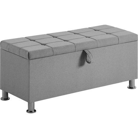 Valencia Storage Ottoman Bench Bedding Blanket Box Hallway Bedroom Chest, Light-Grey-Linen