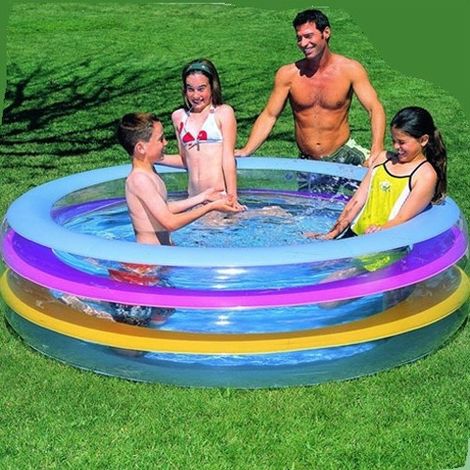 TRADE SHOP - Piscina Gonfiabile Rotonda Fuori Terra 3 Anelli In Vinile 152 X 51 Cm -