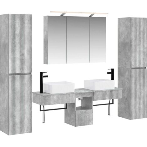 Ensemble de mobilier de salle de bain 6 pcs Gris béton vidaXL (1/5)