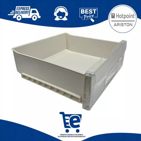 Cassetto Contenitore Intermedio Freezer Congelatore Hotpoint Ariston Indesit, Dimensioni: 395x367x140 mm Frontale Trasparente (1/5)