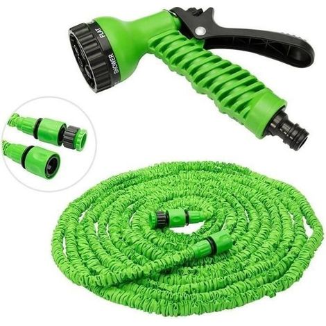 Online Store - Jardin Pelouse Tuyau d arrosage extensible de 10 à 30m- Tuyau rétractable avec pistolet 7 jets -Tuyau Buse Tete d'arrodage -V G046B (1/4)