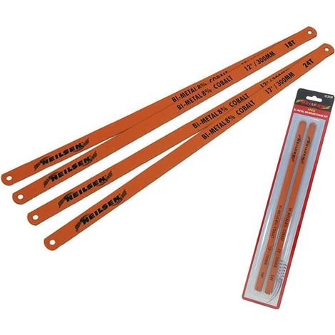 Neilsen 4pc Hacksaw Blade Set 300mm Bi-metal Cobalt 18 24 Tpi 12"