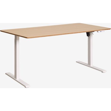 SKLUM Elektrisch höhenverstellbarer rechteckiger Schreibtisch mit Speicherfunktion aus Holz und Eisen Serpi &x2194&xFE0E 160 cm Braun Eiche