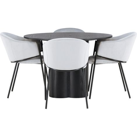 Olivia Essgruppe Esstisch schwarz 4 Stühle Velours grau. (1/4)