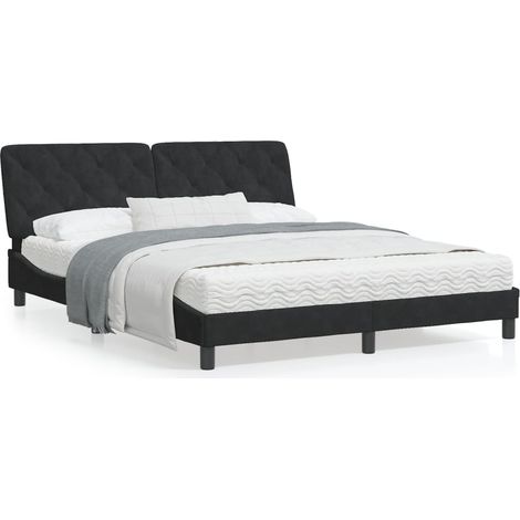 Lit avec matelas noir 160x200 velours (1/5)