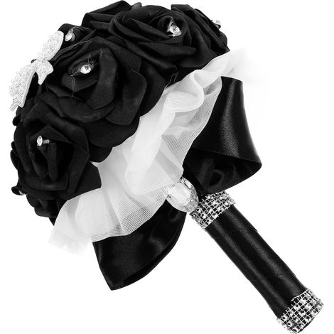 Bouquet de Fleurs Artificielles Noir PE pour Mariée et Mariage (1/5)