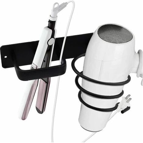 De Sèche-Cheveux Et Support De Lisseur Support De Sèche-Cheveux Support De Cheveux Supports De En Sèche-Cheveux Aluminium - Pour Salle De Bain Toilettes Sèche-Cheveux Fer À Lisser(Le Noir)