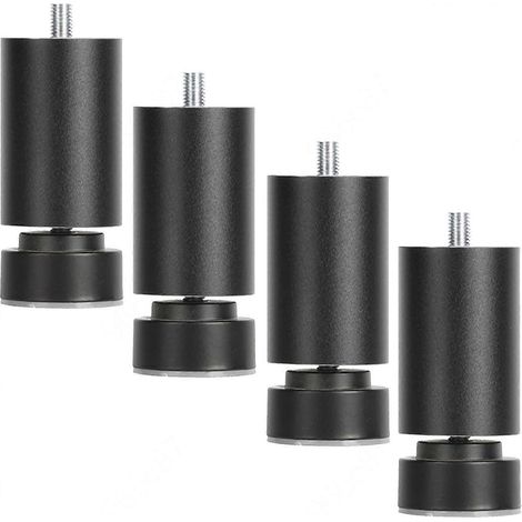 Pieds de meubles réglables avec boulons M10, parfaits pour le montage de canapés, armoires, bureaux et autres meubles. Pieds de rechange noirs, un jeu de 15 cm (5,9 pouces). (1/5)