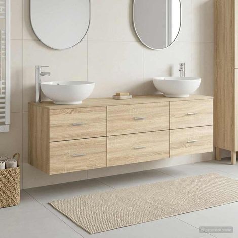 vidaXL Bathroom Furniture Set 3 pcs Sonoma Oak 161 x 44.5 x 80 cm (1/5)