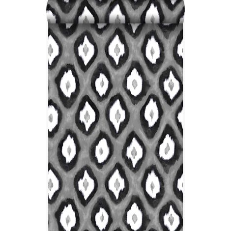papier peint imitation d'ikat noir et blanc - Origin Wallcoverings (1/5)