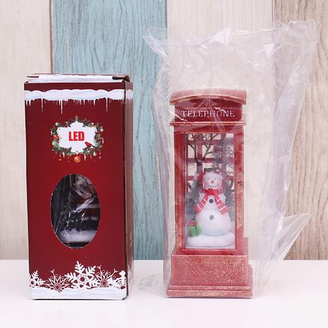 Christmas Snow Globe Lantern, Resin Telephone Booth (1/5)