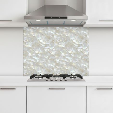 CRÉDENCE CUISINE Perle brillante - Blanc - Coquille 80x60 cm