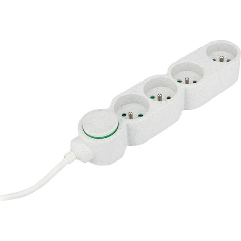Bloc multiprise Home Green 4 prises 2P+T - Blanc -