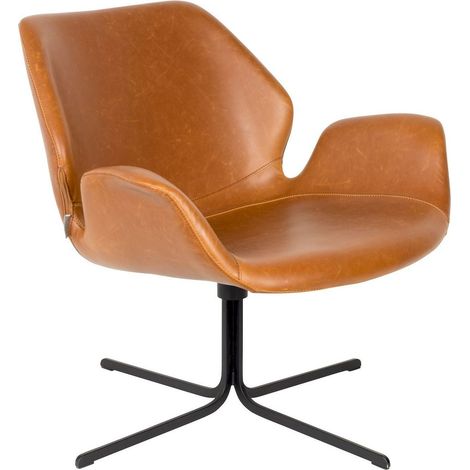Fauteuil pivotant 75x79x78 cm en PU camel - NIKKI (1/5)
