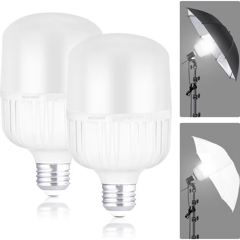 E27 35W Ampoules LED, 2PCS,2300lumens/5700K/IRC 93+/15000h,éclairage Puissant pour Vidéo et Photographie, Silencieuse/sans Scintillement/Non dimmable équivalent à 200W Ampoule incandescente (1/5)