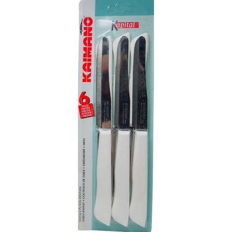 Kaimano coltelli Kapital bianco plastica metà seghetto 6 pezzi