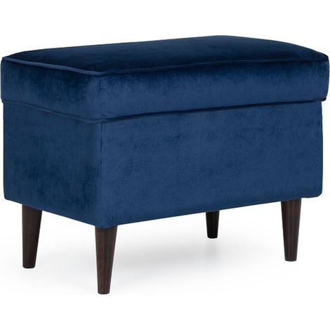 Pouf design velours bleu et wengé Havo