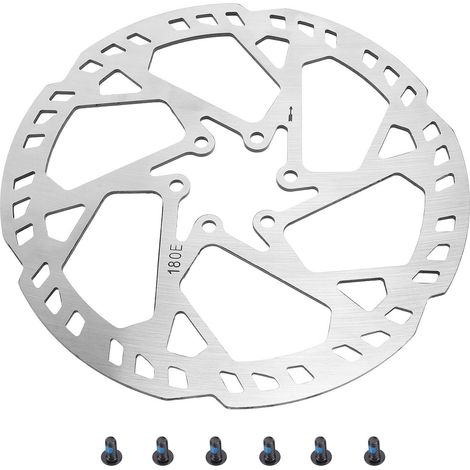 Convient aux roues de frein à disque de vélo en alliage d'aluminium SUS410, 180 mm, 2,3 mm, 6 trous, compatible avec les vélos électriques. (1/5)