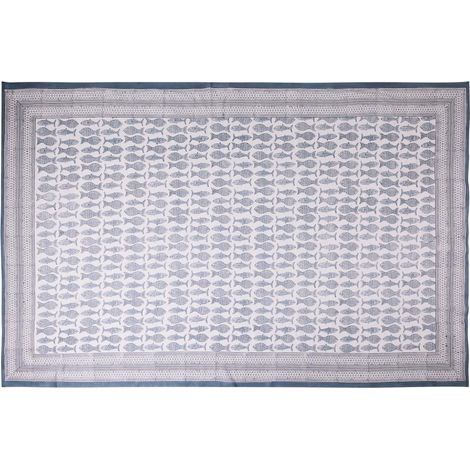 Telo arredo divano cotone design marino grigio bianco Simius