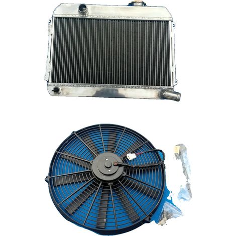 Radiador de aleación de aluminio, dimensiones del núcleo: 480 mm x 275 mm x 52 mm, diámetro de entrada/salida: 35 mm, número de filas: 3, compatibilidad con Datsun 510, 521 y 620 Pickup (1968-1973). (1/5)