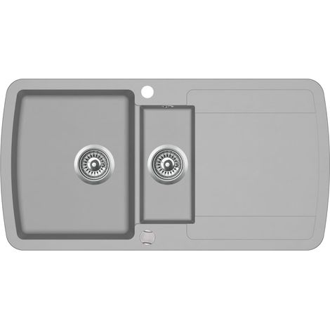 vidaXL Lavello da Cucina in Granito Vasca Doppia Grigio (1/10)