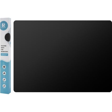 Grand protège plan de travail cuisine silicone, résistant à la chaleur, anti-adhésif, réutilisable, adapté à un usage alimentaire, passe au lave-vaisselle (Noir, 2mm épais 60x40cm) (1/5)