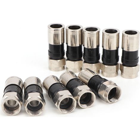10 pièces RG6 UK Connecteur F comprimé Câble F Adaptateur d'antenne Vidéo Satellite (F-005)