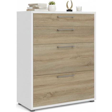 Dmora - Credenza Lydie, Buffet da soggiorno, Madia da salotto, Dispensa da cucina, 89x40 h113 cm, Bianco e Quercia