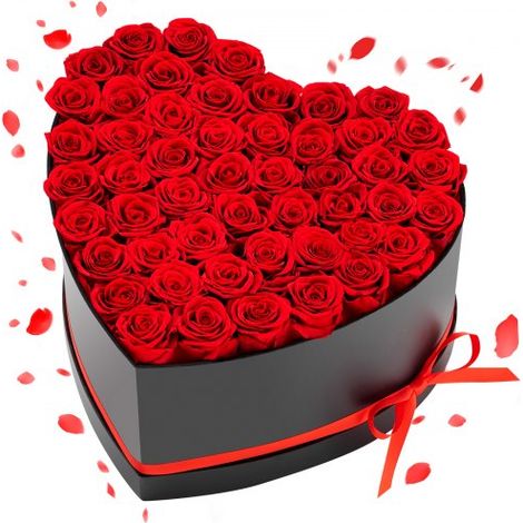 Rose Éternelle 50 Fleurs Éternelles Préservées Boîte Cœur,Bouquet Rose Éternelle,Cadeau pour Elle,Femme,Épouse,Maman,Sœur,Mamie,Amie,Anniversaire,Saint-Valentin,Noël,Rouge Classique (1/3)