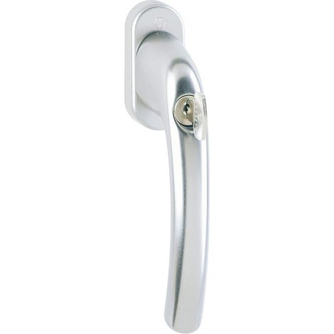 Hoppe Maniglia per finestra Tokyo – cilindro di blocco, 45 gradi, perno a sezione quadrata 7 x 35 mm, 1 pezzo, argento, 8164535 (1/3)