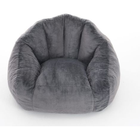 CHICFURN Puf pera adulto 111×123×75 cm, poliéster gris claro, piel sintética, sin montaje (1/5)