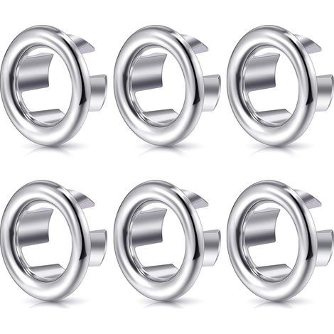 Anillo de rebosadero para fregadero, tapa de rebosadero redonda para fregadero, embellecedor para lavabo, tapa de desagüe de rebosadero, piezas de repuesto para insertar en el orificio (6 piezas) (1/4)