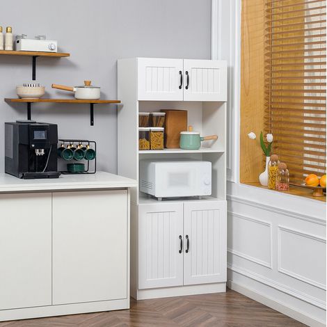 Mobile da cucina 70/40/170 cm bianco con 4 ante e vano per microonde (1/5)
