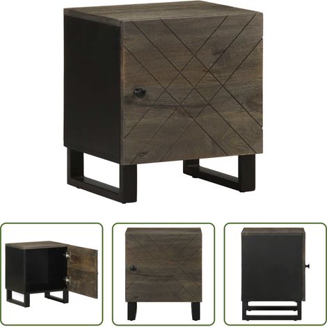 Bois de manguier -  Table de chevet noir 40x33x46 cm bois de manguier solide (1/5)
