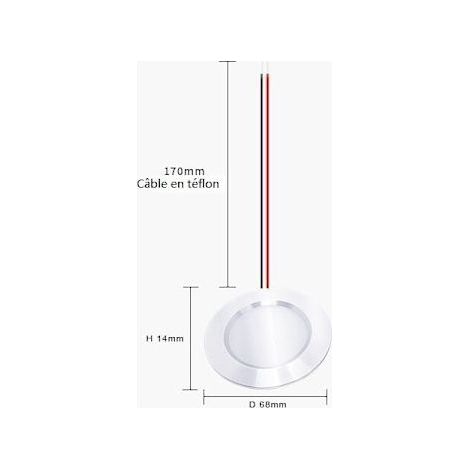 Mini spot LED encastrable pour meuble, perçage 55 mm, diamètre 68 mm, compact, 3 W DC12 V, étanche IP54, salle de bain (aluminium, blanc naturel 4000 K) (1/4)