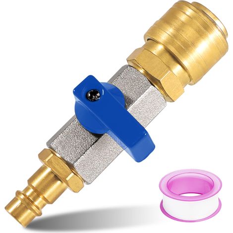 Robinet d'arrêt d'air comprimé 1/4", raccord rapide, robinet à bille, valve de remplissage d'air, avec bec NW 7,2, accessoires d'outils à air comprimé (1/5)