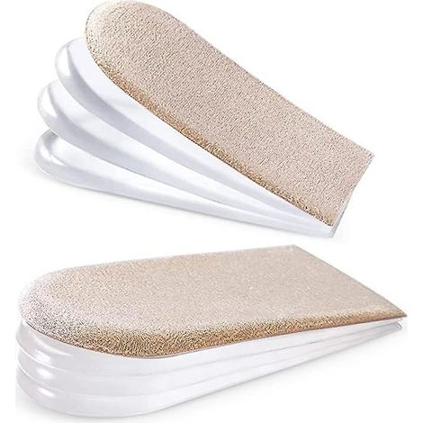 Verstellbare 4-lagige orthopädische Einlegesohle (6,5 cm breit, 1 Paar, Beige), verbesserte und verbreiterte Einlegesohle, Gelkissen im Fersenbereich. (1/5)