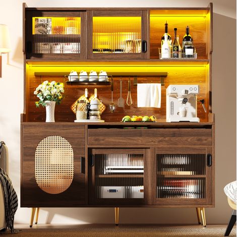 mobile credenza 145x39x171 con LED marrone OKMYHOME (1/5)