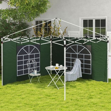 2 Paredes Laterales para Carpa 295x195 cm con Ventana Enrollable y Puerta con Cremallera para Carpa 3x3 m o 3x6 m Verde (1/4)