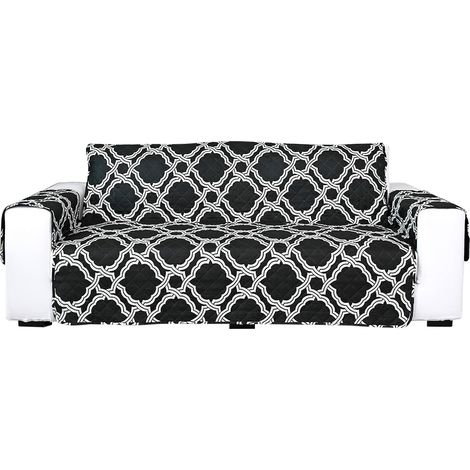 Housse de canapé extensible Polyester Noir Antidérapante Lavable Machine Protection Meuble Résistante aux Taches pour Fauteuil (1/5)