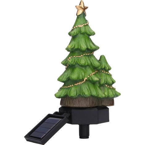 Guirlande lumineuse solaire LED en forme de sapin, à planter dans un piquet de jardin ou à fixer sur la pelouse. (1/5)