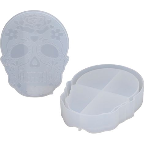 Boîte de rangement moule en silicone crâne démoulage facile résine époxy avec couvercle DIY boîte bijoux cosmétiques (1/5)