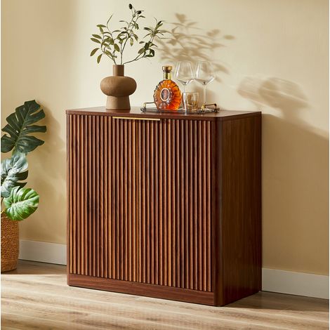 REDOM - Buffet 80x40x80 cm, ripiani regolabili in 3 posizioni, piano resistente all'acqua e ai graffi, pannello di particelle marrone (1/5)
