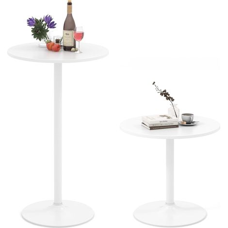 COSTWAY Table Bistrot Ronde, Table de Bar 101,5 cm, Hauteur Transformable en Table Basse 56 cm, Plateau Peint, Base en Métal, Tables d'Appoint Ronde pour Bar, Salle à Manger, Restaurant (Blanc,2) (1/5)
