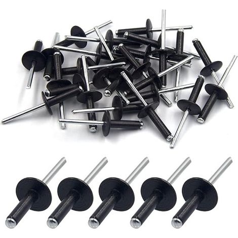 60 rivetti flangiati, rivetti ciechi 4,8 mm x 20 mm, rivetti flangiati grandi, rivetti a strappo, set di fissaggio, estrattore per rivetti, materiale di fissaggio per appassionati del fai da te (1/5)