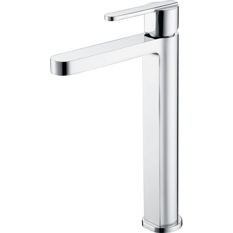 IMEX Hocharmatur für Waschbecken verchromter Messingkörper keramische Kartusche Ø28 mm Set mit 2 flexiblen Anschlüssen 3-8 – Modell BDR001-3 (1/3)