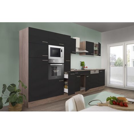 Cuisine Kitchenette Chêne York Noir Oliver 370 cm Respekta
