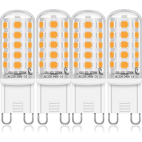 4 lampade LED G9, bianco caldo 2700 K, 4 W (equivalenti a 30–40 W), base in ceramica, soggiorno/camera da letto (1/5)