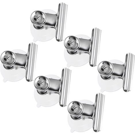 6 pièces Lot de Clips Ventouse Inoxydable avec Pince Fixation Robuste pour Accrocher Accessoires Maison et Bureau Ventouses Transparentes Réutilisables pour Surfaces Lisses